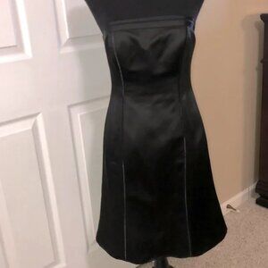 Ann Taylor Strapless Black Satin Black Tie Tuxedo Classic Cocktail Dress LBD 6P